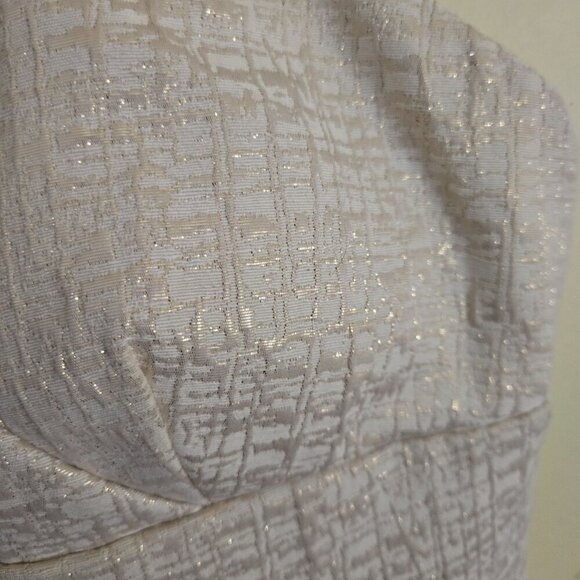 Eliza J Ivory Gold Jaquard Spaghetti Strap Empire Waist Cocktail Dress Size 8 - Picture 3 of 4